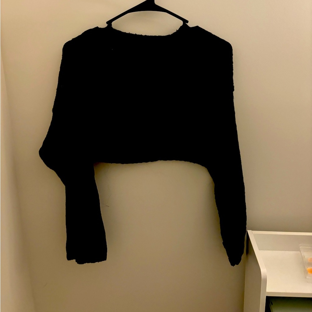 Size: Small , material: see through sweater, i bought this from target.